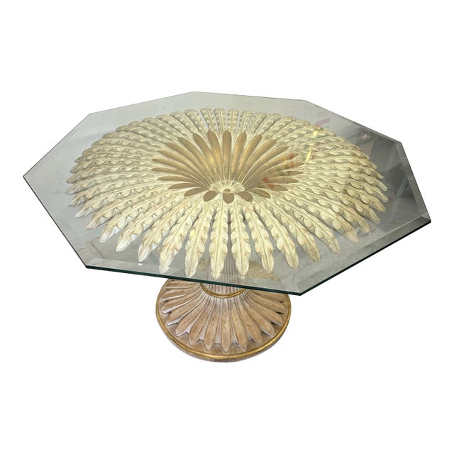 1970s Vintage Hollywood Regency Palm Base Table From Chelini Florence, Italy, 1970s For Sale