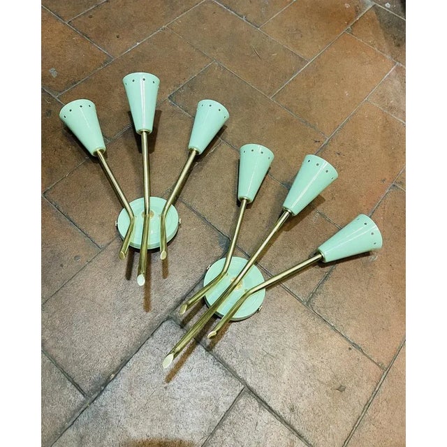 Brass & Cones Wall Light, 1950s For Sale - Image 10 of 12