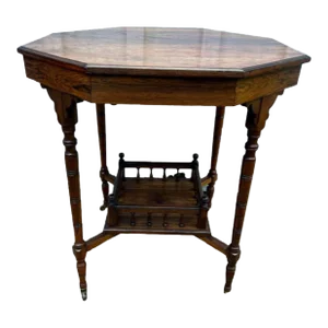 Early 20th Century Antique Victorian Eastlake Style Mahogany-Rosewood and Chestnut Occasional Table.