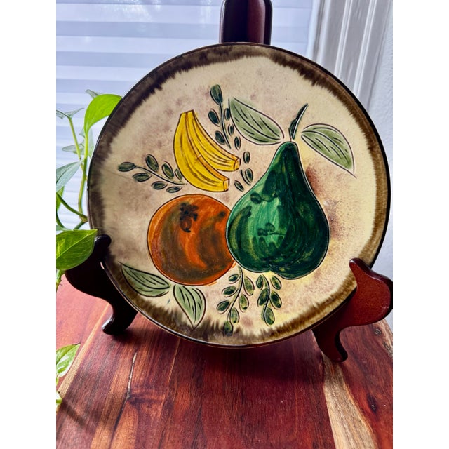 French French Mid-Century Hand-Painted Ceramic Fruit Plate, Circa 1950s For Sale - Image 3 of 9