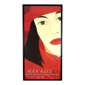 Alex Katz Red Coat Monumental Original 1986 Whitney Museum Exhibition Poster, Framed