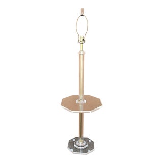 1970's Mid Century Modern Octagonal Lucite Floor Lamp With Table For Sale