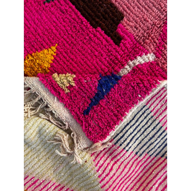 Pink Colorful Moroccan Berber Rug – Handwoven Boujad Wool Carpet For Sale - Image 8 of 11