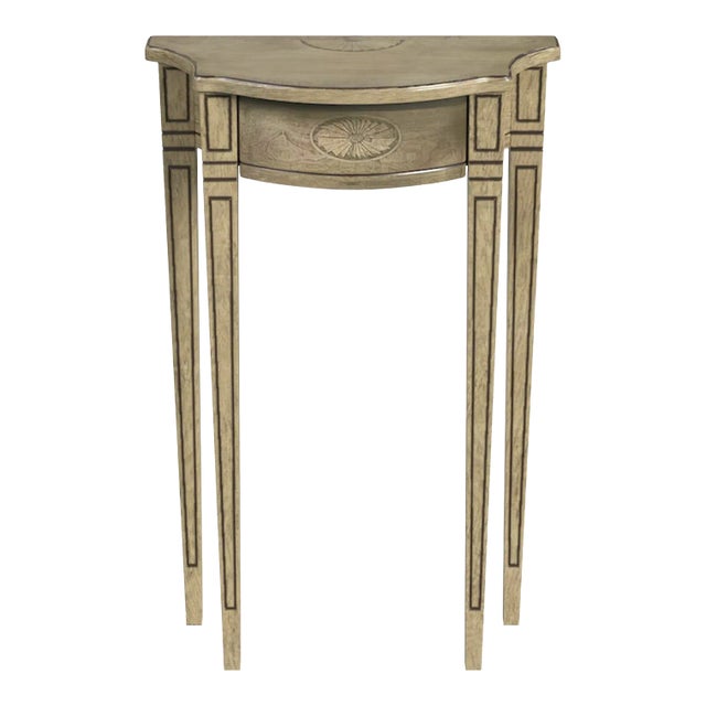 Chester Demilune Console Table, Beige For Sale