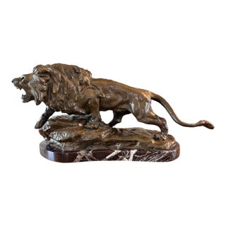 Large Antique French Bronze "Lion Rugissant" Bronze Sculpture by T. Cartier For Sale