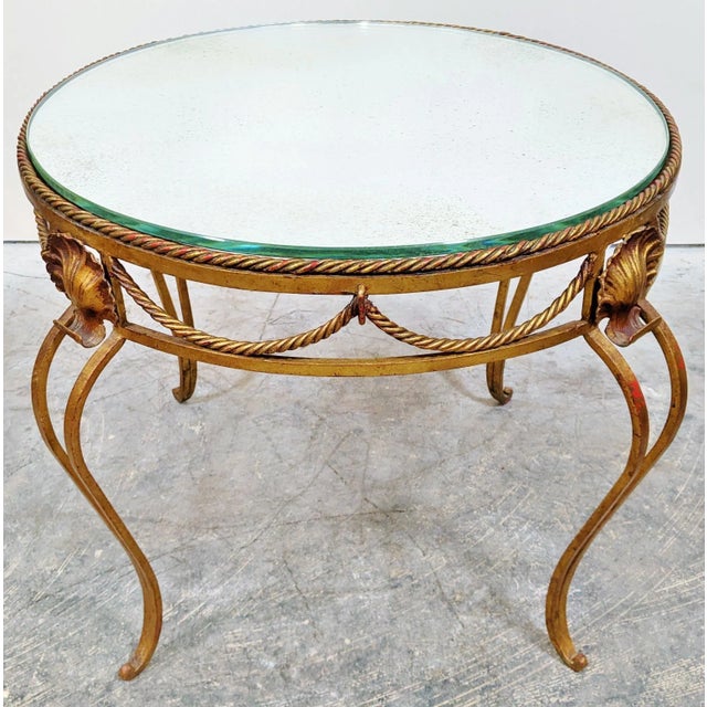 Vintage Italian Mid-Century Modern Gilt Metal & Mirror Top Round Coffee Table For Sale - Image 11 of 11