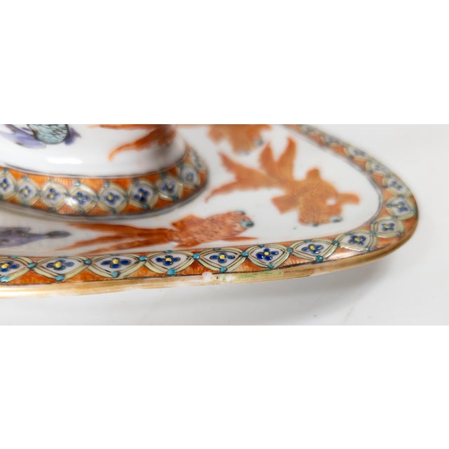 20th Century Chinese or Japanese Export Gravy Boat With Carp or Goldfish For Sale - Image 11 of 15