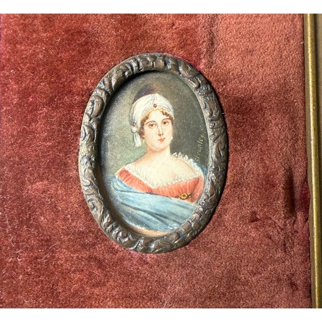 Realism Antique 19th Century Miniature Mini Austrian Aristocrat Woman Portrait Painting For Sale - Image 3 of 6