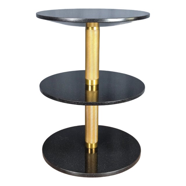 Wyman End Table by Theodore Alexander for Ralph Lauren, Black Marble & Brass For Sale