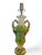 1950s Vintage Victorian Couple Motif Green Porcelain Gold Plated Table Lamp For Sale - Image 4 of 5