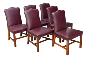 George III Style Leather Dining Chairs, 1950, Set of 6