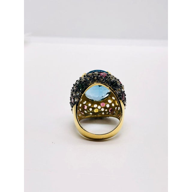 Bochic “Orient” Multi Sapphire & Blue Topaz Ring Set In 18K Gold & Silver For Sale In New York - Image 6 of 11