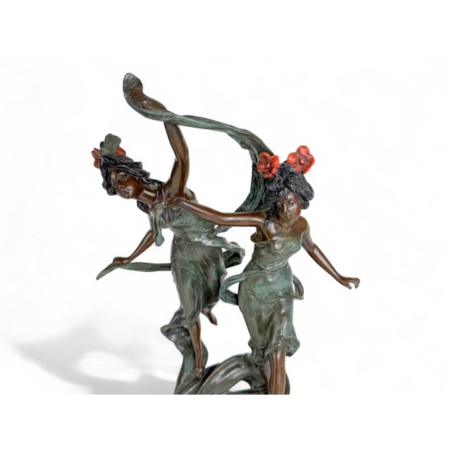 Art Nouveau Early 20th Century Art Nouveau Bronze Nymphs Sculpture Styled After Auguste Moreau For Sale - Image 3 of 7