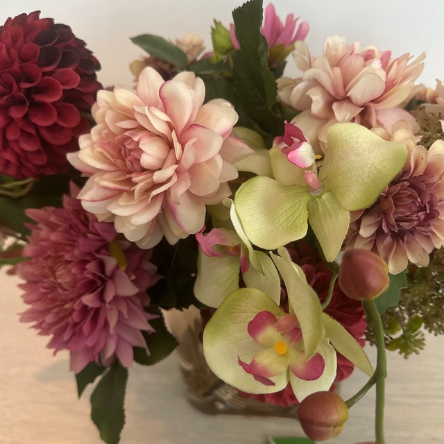 Diane James Jewel Box Fall Dahlias in Art Deco Vase For Sale - Image 9 of 10