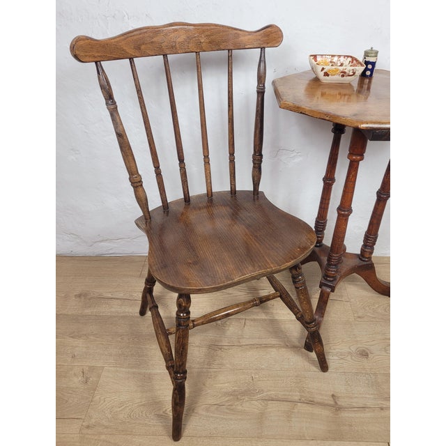 Vintage English Elm Spindle Back Kitchen Chair, 1970 For Sale - Image 15 of 15