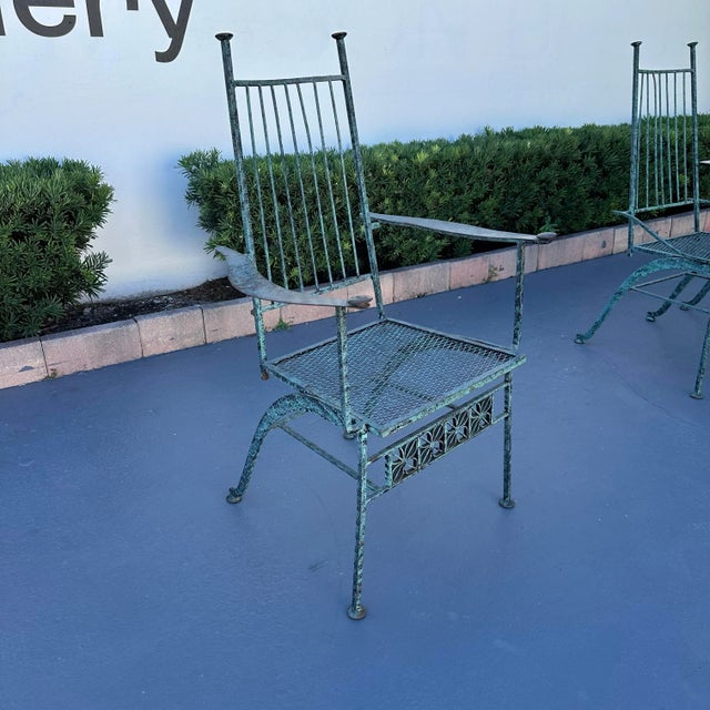 Metal 1950s John Salterini 'El Prado' Collection Verdigris Finish Dining Table and 6 Chairs, Attributed For Sale - Image 7 of 12