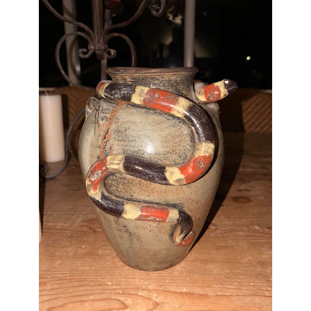 Marvin Bailey Signed Folk Art Snake Vase | Hand-Painted Georgia Pottery For Sale - Image 11 of 11