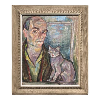 1940 E.Romano "Self Portrait" Oil on Artistboard Painting For Sale