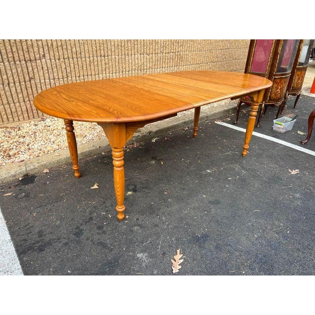 Farmhouse Vintage S Bent & Bros Early American Style Oak Extendable Breakfast Dining Table For Sale - Image 3 of 10