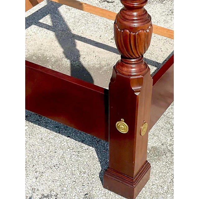 1980s Bernhardt Mahogany Regency Queen Size Four Poster Bed - Vintage 1980s For Sale - Image 5 of 6