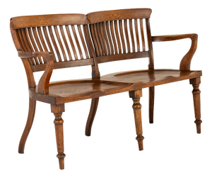 19th Century English Oak Double Chair-Back Settee