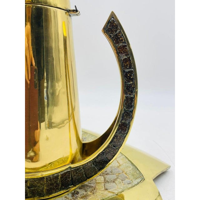1960s Mexican Modernism Coffee Set in Solid Brass & Glass by Salvador Teran, Signed - Set of 4 For Sale - Image 17 of 18