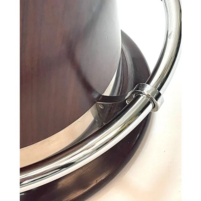 Mid-Century Modern Black Leather, Wood & Chromed Metal Bar Stool, 1930s For Sale - Image 15 of 18