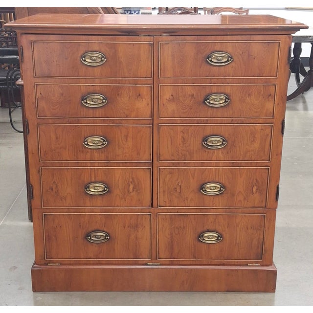 Brown Late 20th Century Federal Style Yew Wood Double Door Side Cabinet For Sale - Image 8 of 11