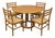 Vintage Italian Bamboo & Oak Dining Table with Beech & Rattan Chairs, 1970s, Set of 5 For Sale