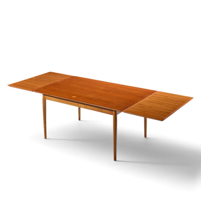 Arne Vodder for Sibast Mid Century Danish Teak Expanding Dining Table With 2 Leaves For Sale - Image 10 of 11