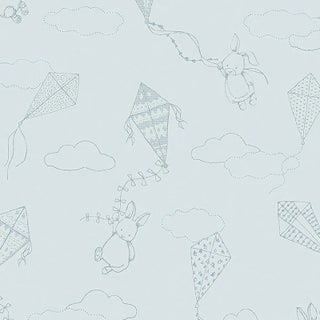 Borastapeter Up & Away Wallpaper in Sky and Silver For Sale