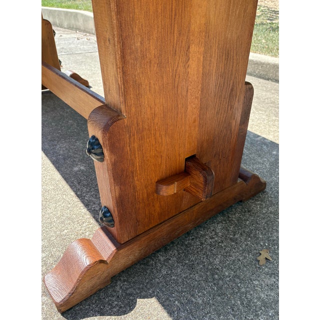 French Country Trestle Farm Dining Table For Sale - Image 9 of 10