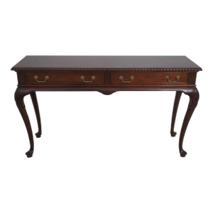 Century Queen Anne Mahogany Banded Two Drawer Console Table