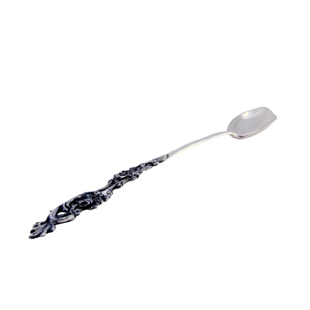 Silver Cut-Out Soda Spoon with Embossed Handle For Sale - Image 9 of 9