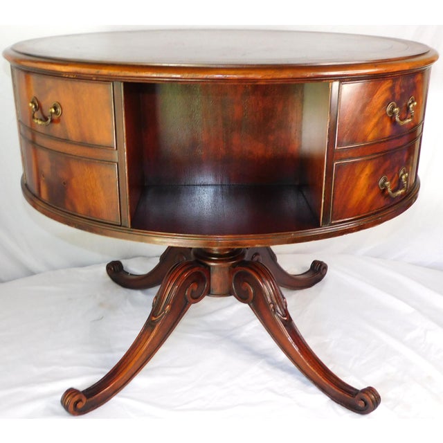1940s Vintage Heirloom Weiman English Regency Rotating Drum Table #:614 For Sale - Image 10 of 16