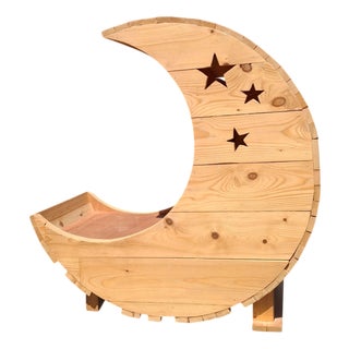 Handcrafted Wood Halfmoon Shaped Dog Bed, 2020 For Sale