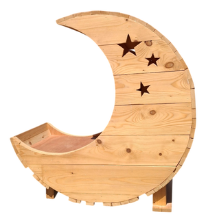 Handcrafted Wood Halfmoon Shaped Dog Bed, 2020