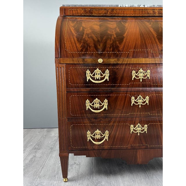 Brown 19th Century Louis XVI Style Mahogany Drop-Front Secretary For Sale - Image 8 of 10