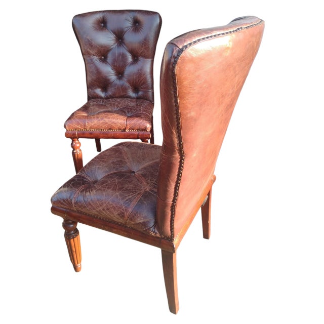 Animal Skin 1990s 5 Ralph Lauren Style Chesterfield Leather Chairs. For Sale - Image 7 of 11