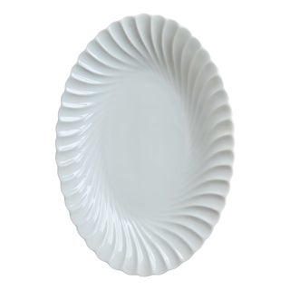 Vintage Oval Serving Platter in White Twisted Porcelain from Limoges Haviland, 1980s For Sale
