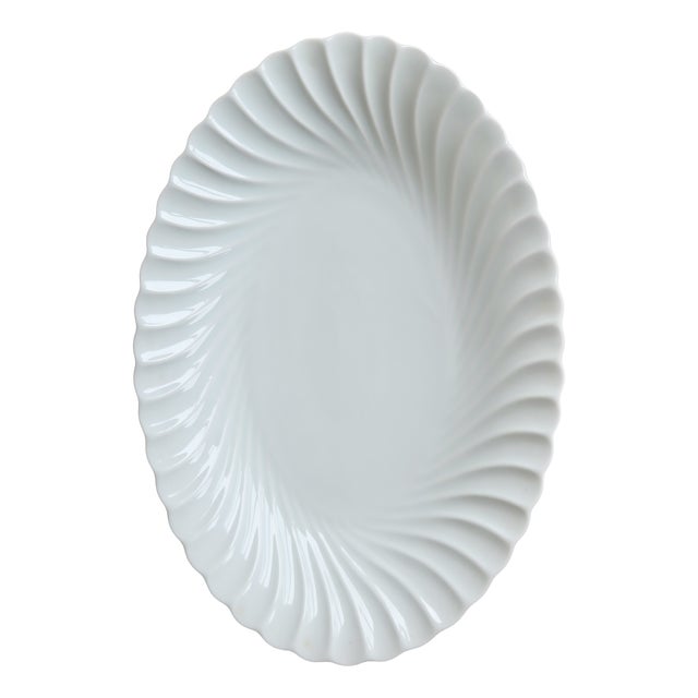 Vintage Oval Serving Platter in White Twisted Porcelain from Limoges Haviland, 1980s For Sale