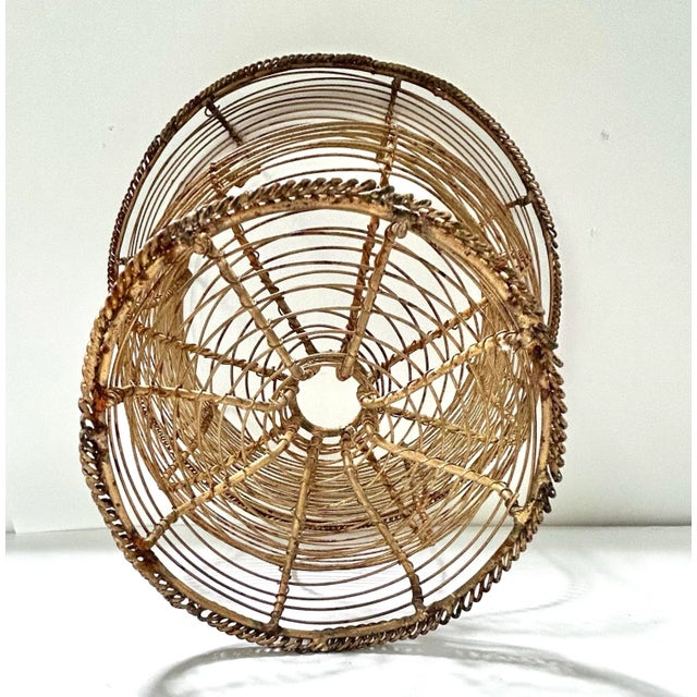 Antique French Wire Urn Planter, Twisted Pedestal Garden Basket For Sale In Louisville - Image 6 of 6