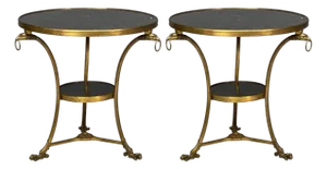 Louis XVI Style, Bronze, Marble, Ormolu Mounted Gueridons, France, 19th C.