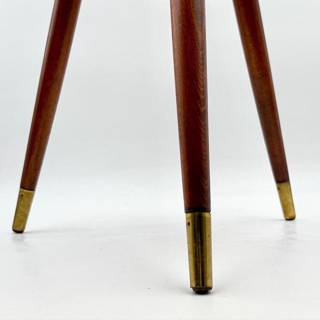 1950s Vintage Italian Tripod Table with Mosaic Laminate Top, 1950s For Sale - Image 5 of 16