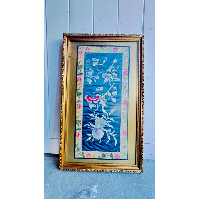 Late 19th Century Antique Framed Chinese Silk Panel (Qing Dynasty) For Sale - Image 5 of 8