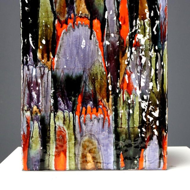 Enamel Decorated Ceramic Vase by Elio Schiavon For Sale - Image 4 of 12
