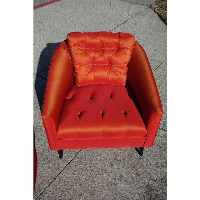 Mid-Century Modern Satin Chairs - A Pair For Sale - Image 5 of 6