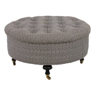 Round Tufted Modern Design Cocktail Ottoman For Sale