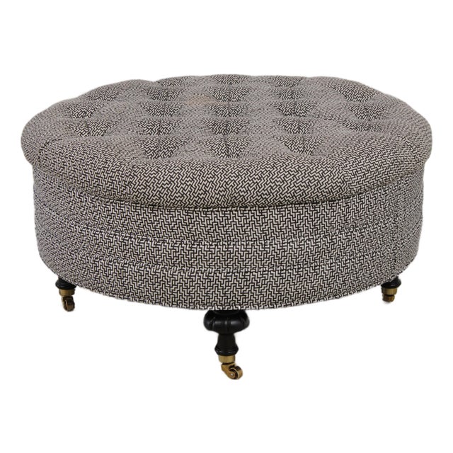 Round Tufted Modern Design Cocktail Ottoman For Sale