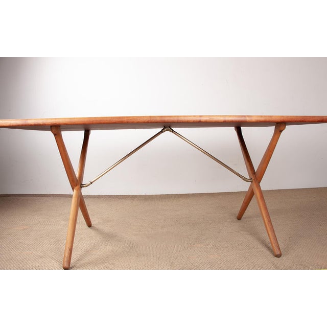 Danish Model at 303 Dining Table in Teak and Beech and Brass by Hans Wegner for Andreas Tuck, 1960 For Sale - Image 15 of 18
